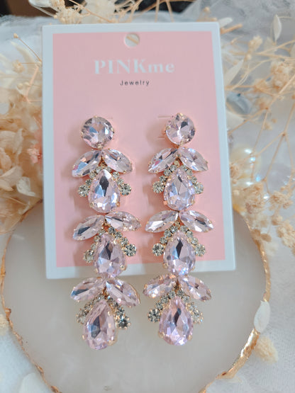 Pink Stone Bling 2.75" Drop Earrings