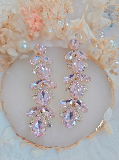 Pink Stone Bling 2.75" Drop Earrings