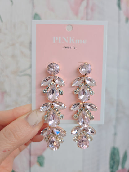 Pink Stone Bling 2.75" Drop Earrings