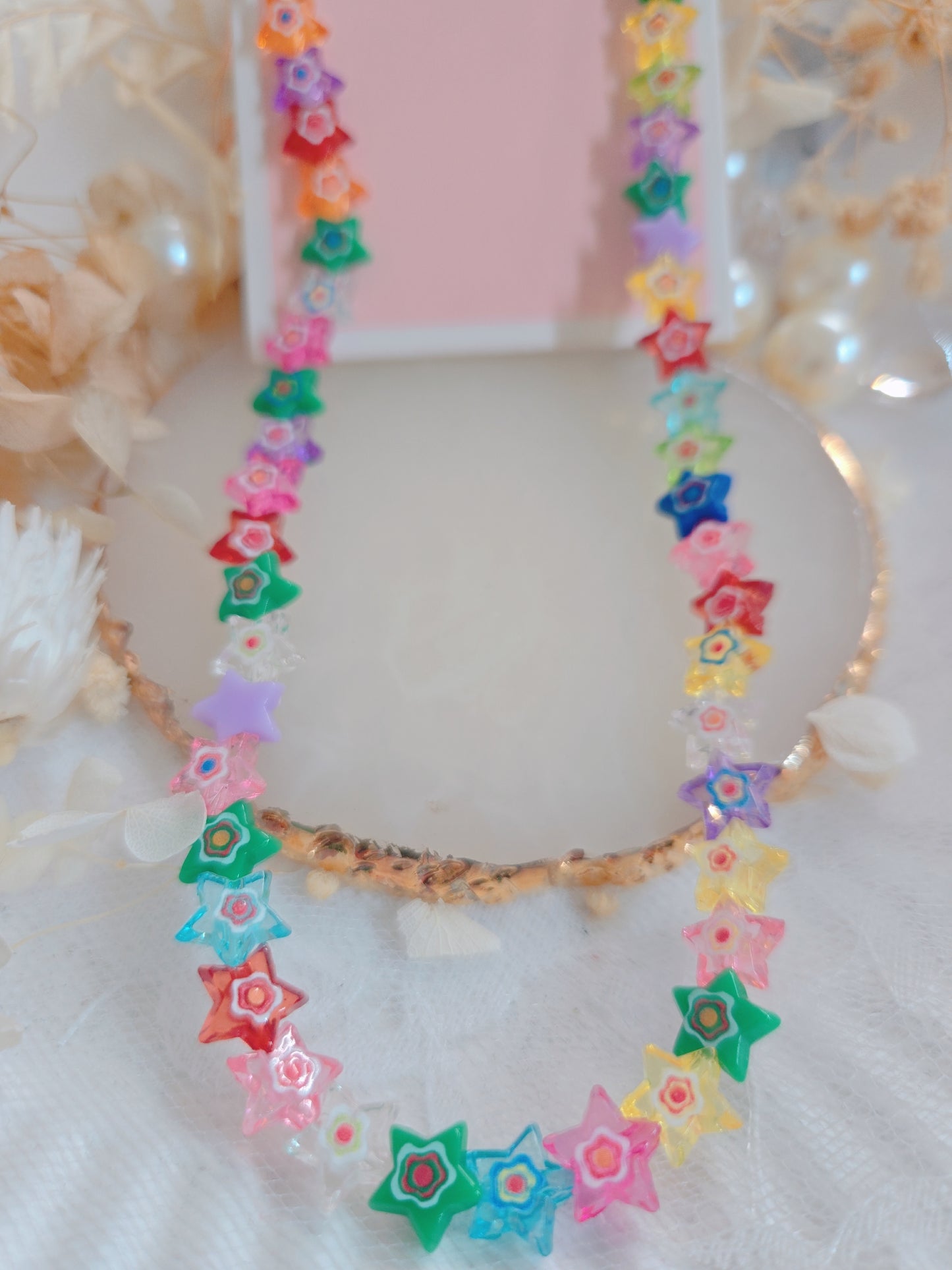Multi Color Star Gold Chain Necklace