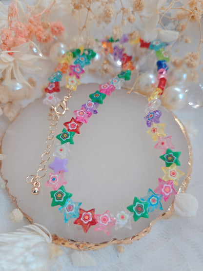Multi Color Star Gold Chain Necklace
