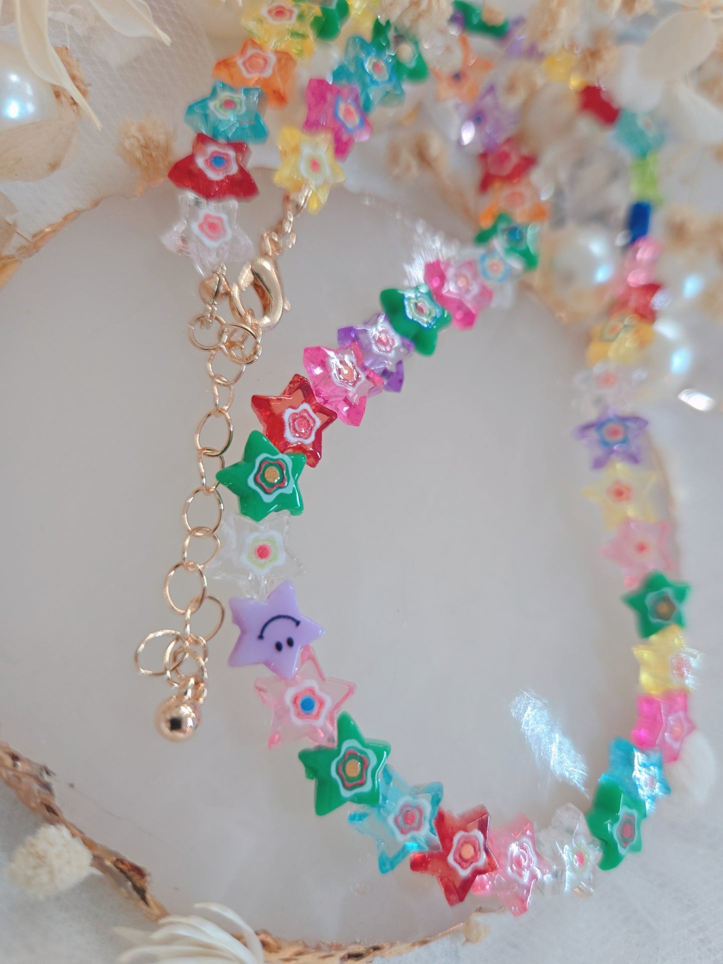Multi Color Star Gold Chain Necklace