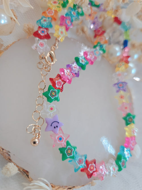 Colorful Star Charm Gold Chain Necklace