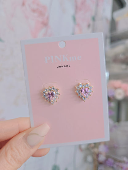 Sterling Silver Post Cubic Zirconia Stone Brass Metal Stud Earrings