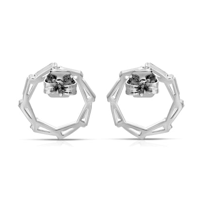 SS071504-Sterling Silver Post Cubic Zirconia Stone Brass Metal Stud Earrings