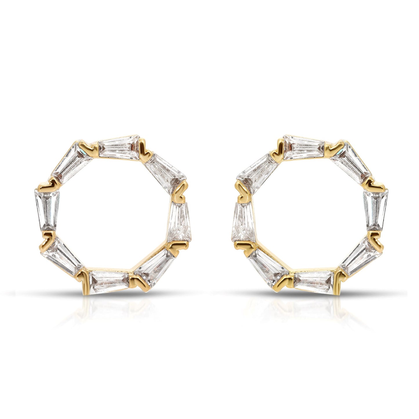 SS071504-Sterling Silver Post Cubic Zirconia Stone Brass Metal Stud Earrings
