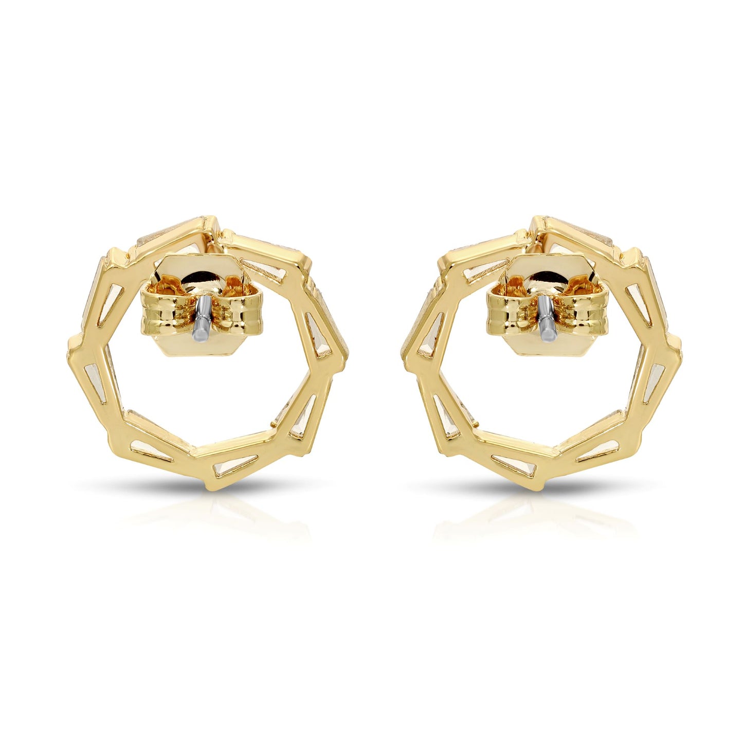 SS071504-Sterling Silver Post Cubic Zirconia Stone Brass Metal Stud Earrings