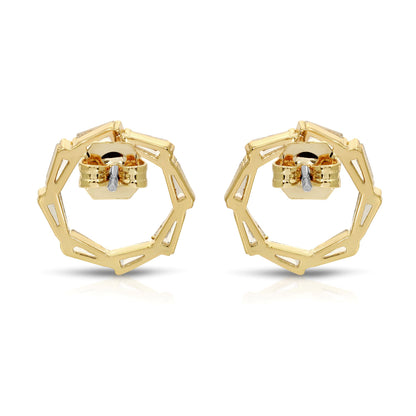 SS071504-Sterling Silver Post Cubic Zirconia Stone Brass Metal Stud Earrings