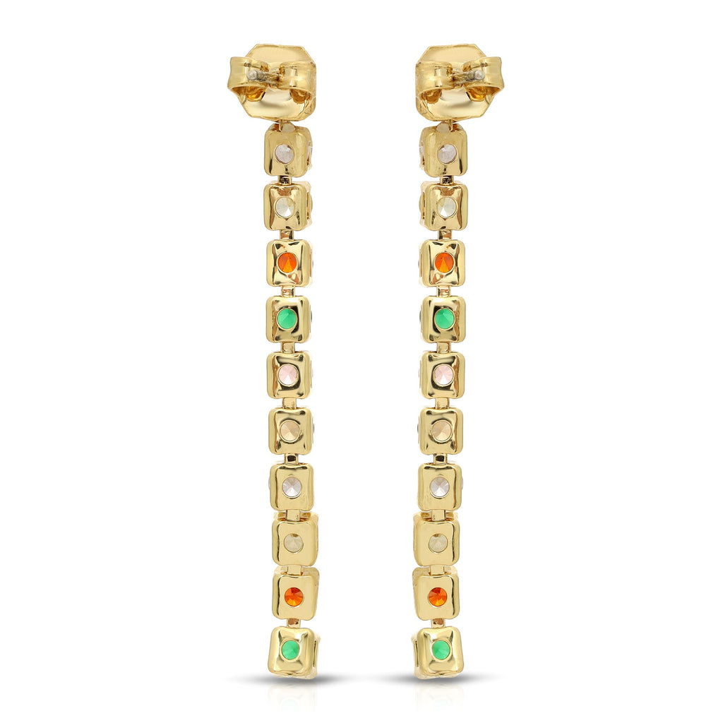 SS071506-Sterling Silver Post Cubic Zirconia Stone Brass Metal Drop Earrings