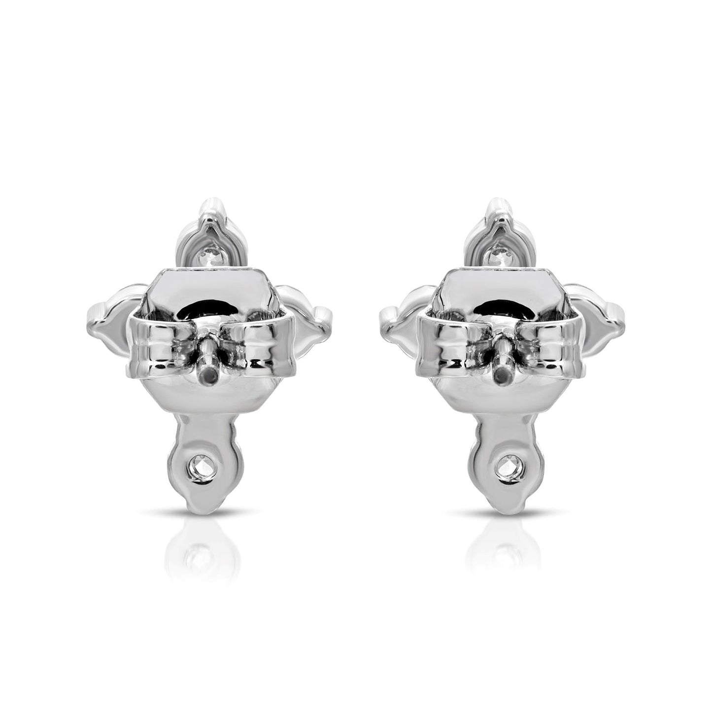 SS071507-Sterling Silver Post Cubic Zirconia Stone Brass Metal Stud Earrings
