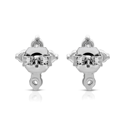 SS071507-Sterling Silver Post Cubic Zirconia Stone Brass Metal Stud Earrings