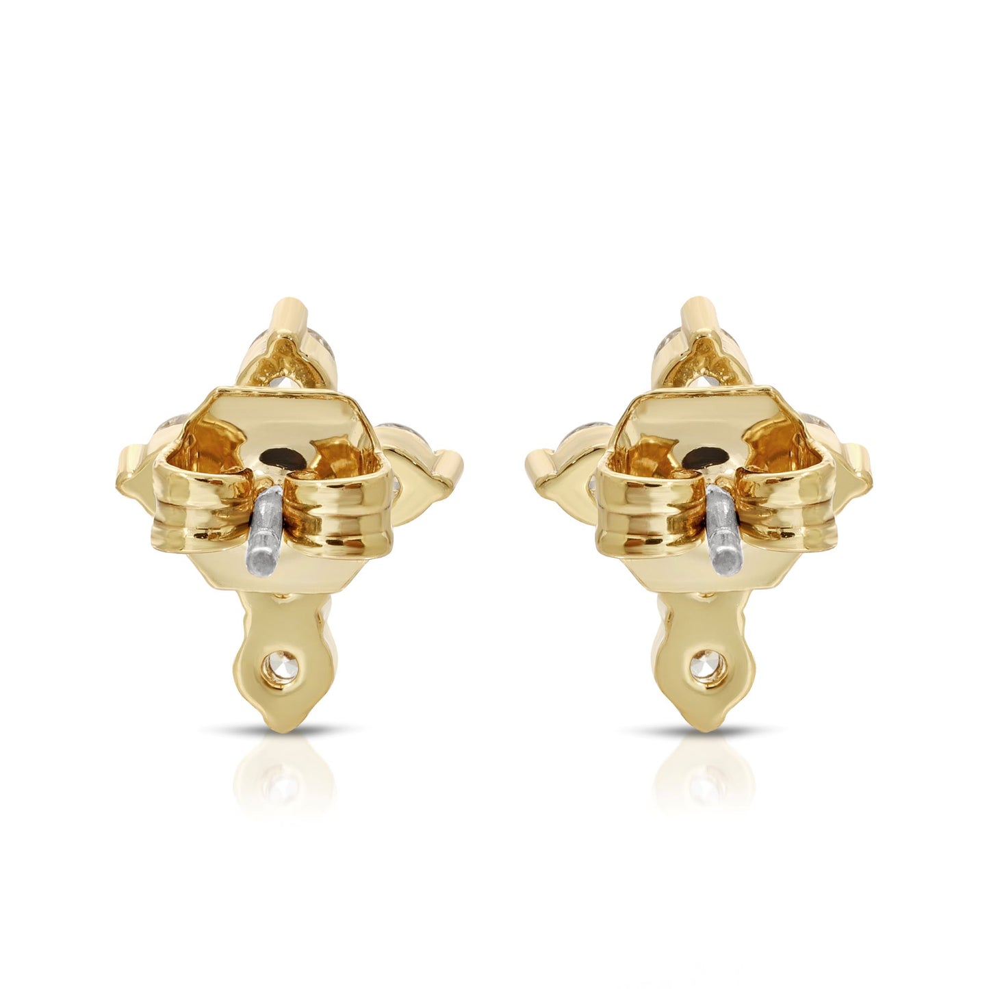 SS071507-Sterling Silver Post Cubic Zirconia Stone Brass Metal Stud Earrings
