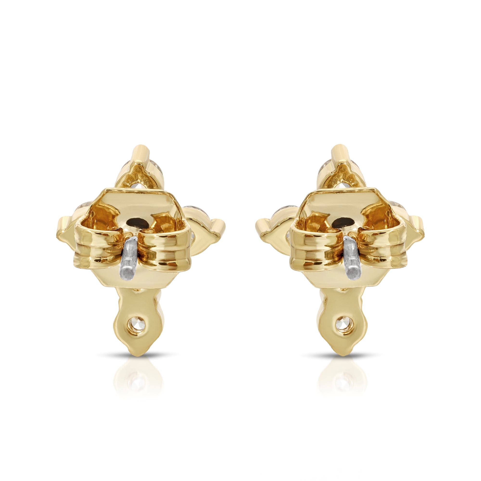 SS071507-Sterling Silver Post Cubic Zirconia Stone Brass Metal Stud Earrings