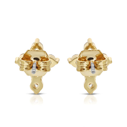 SS071507-Sterling Silver Post Cubic Zirconia Stone Brass Metal Stud Earrings