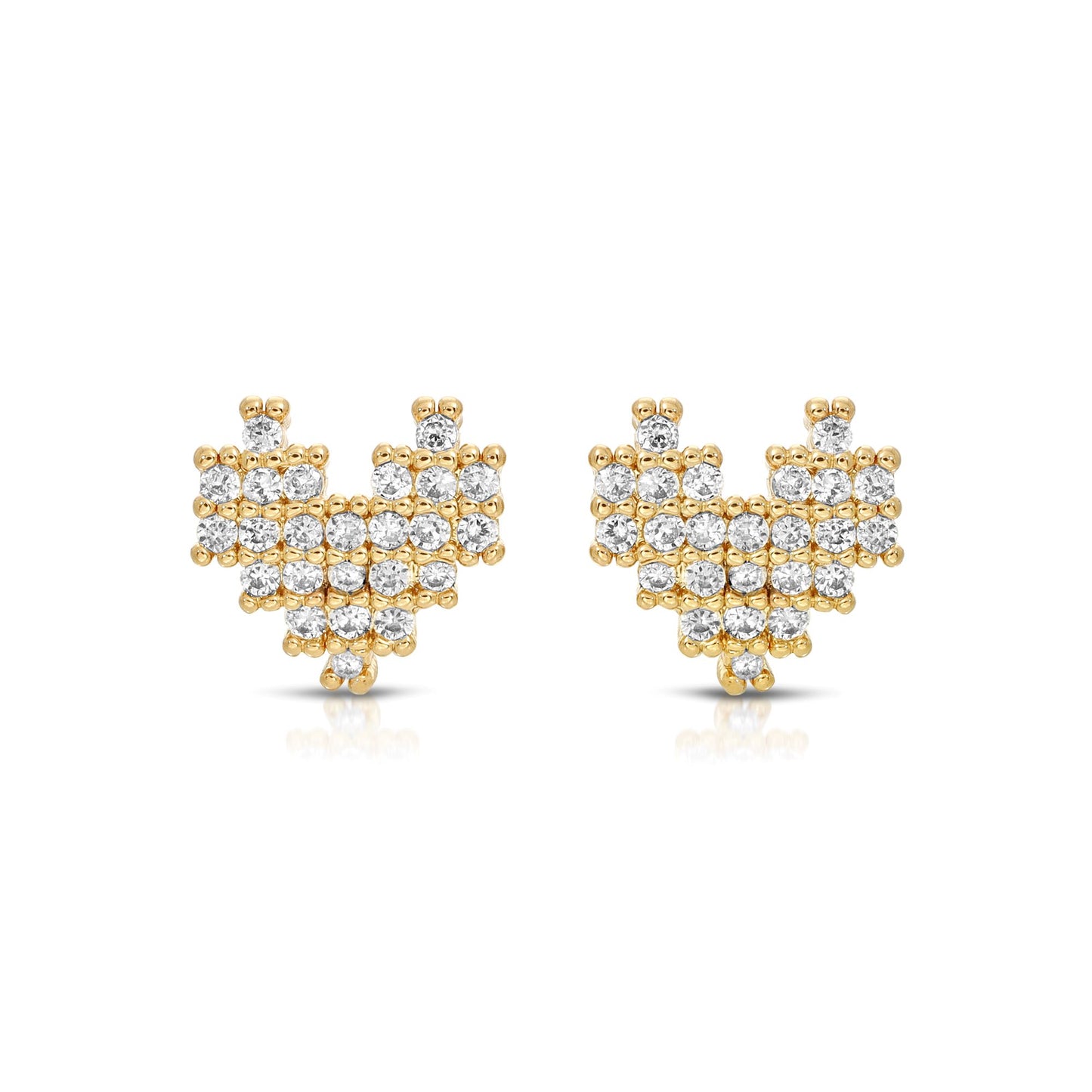 SS071508-Sterling Silver Post Cubic Zirconia Stone Brass Metal Stud Earrings