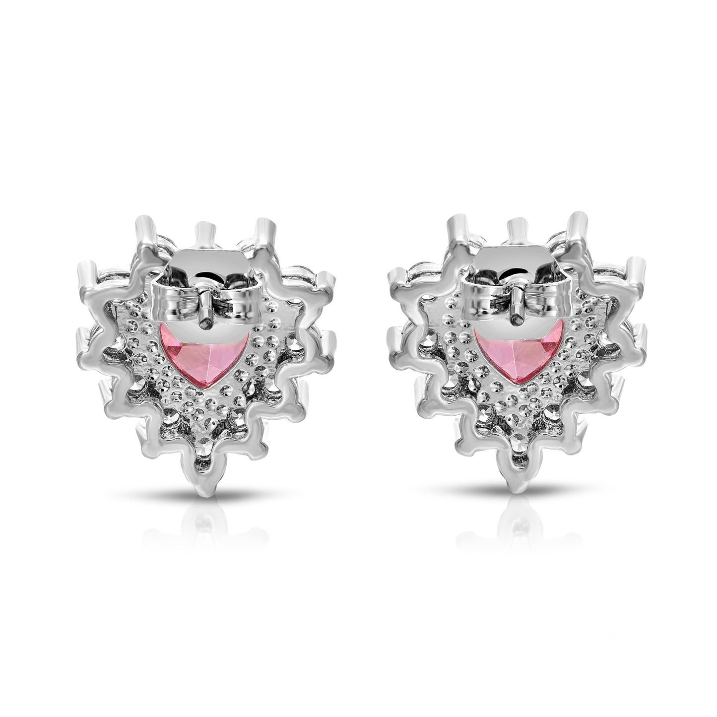 Sterling Silver Post Cubic Zirconia Stone Brass Metal Stud Earrings