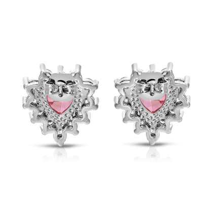 Sterling Silver Post Cubic Zirconia Stone Brass Metal Stud Earrings