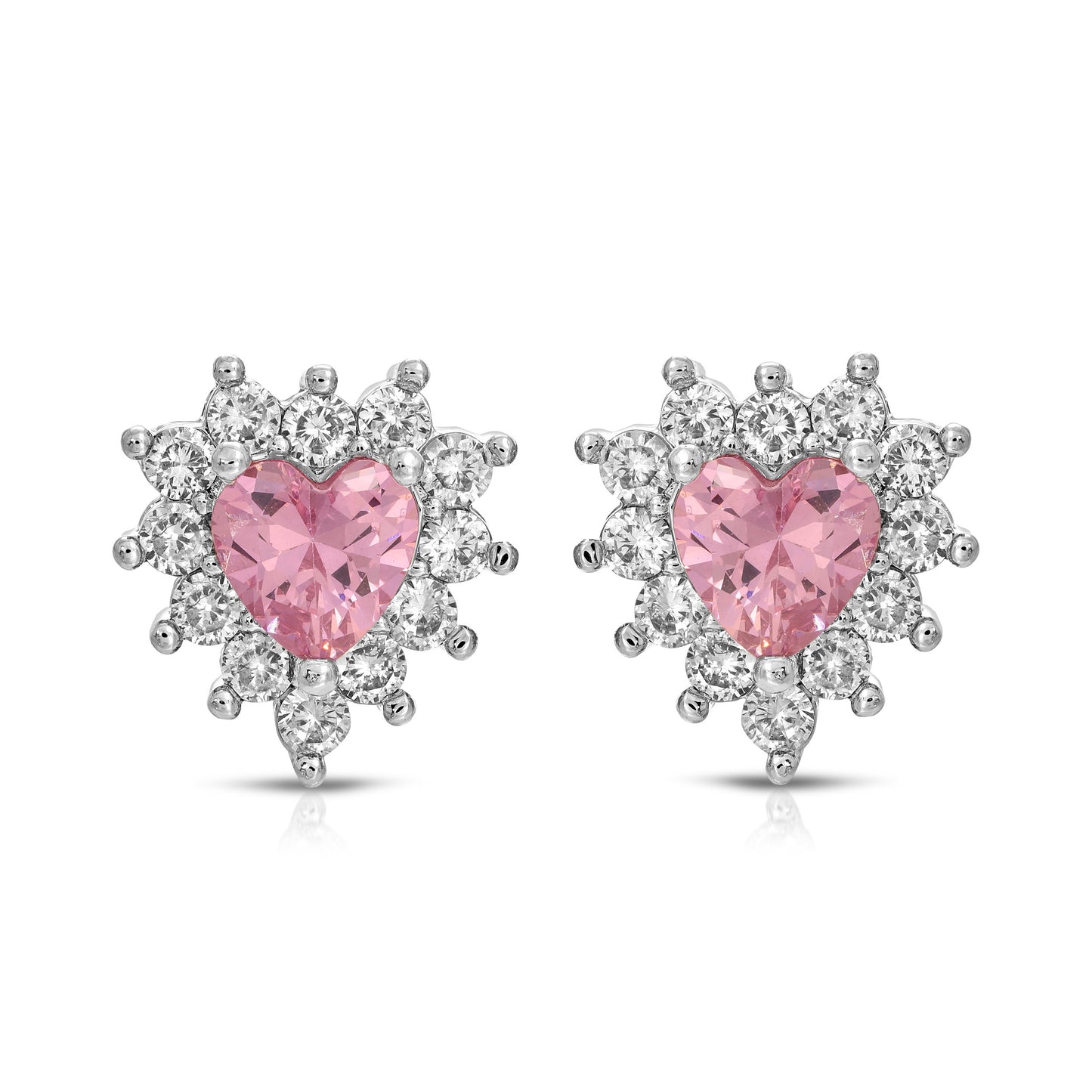 Sterling Silver Post Cubic Zirconia Stone Brass Metal Stud Earrings