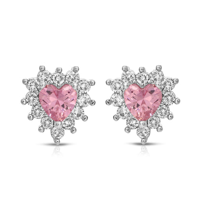 Sterling Silver Post Cubic Zirconia Stone Brass Metal Stud Earrings