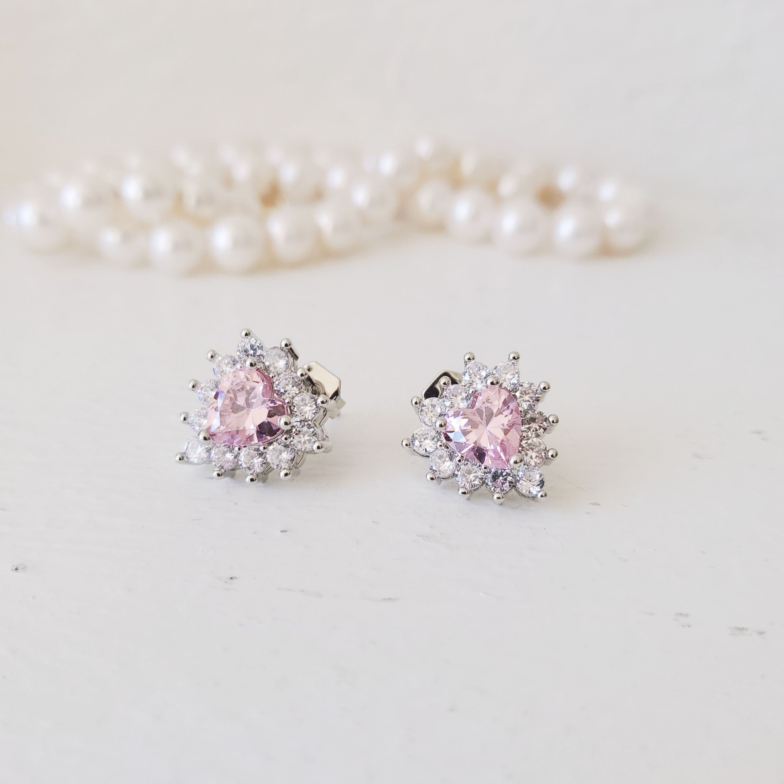 Sterling Silver Post Cubic Zirconia Stone Brass Metal Stud Earrings