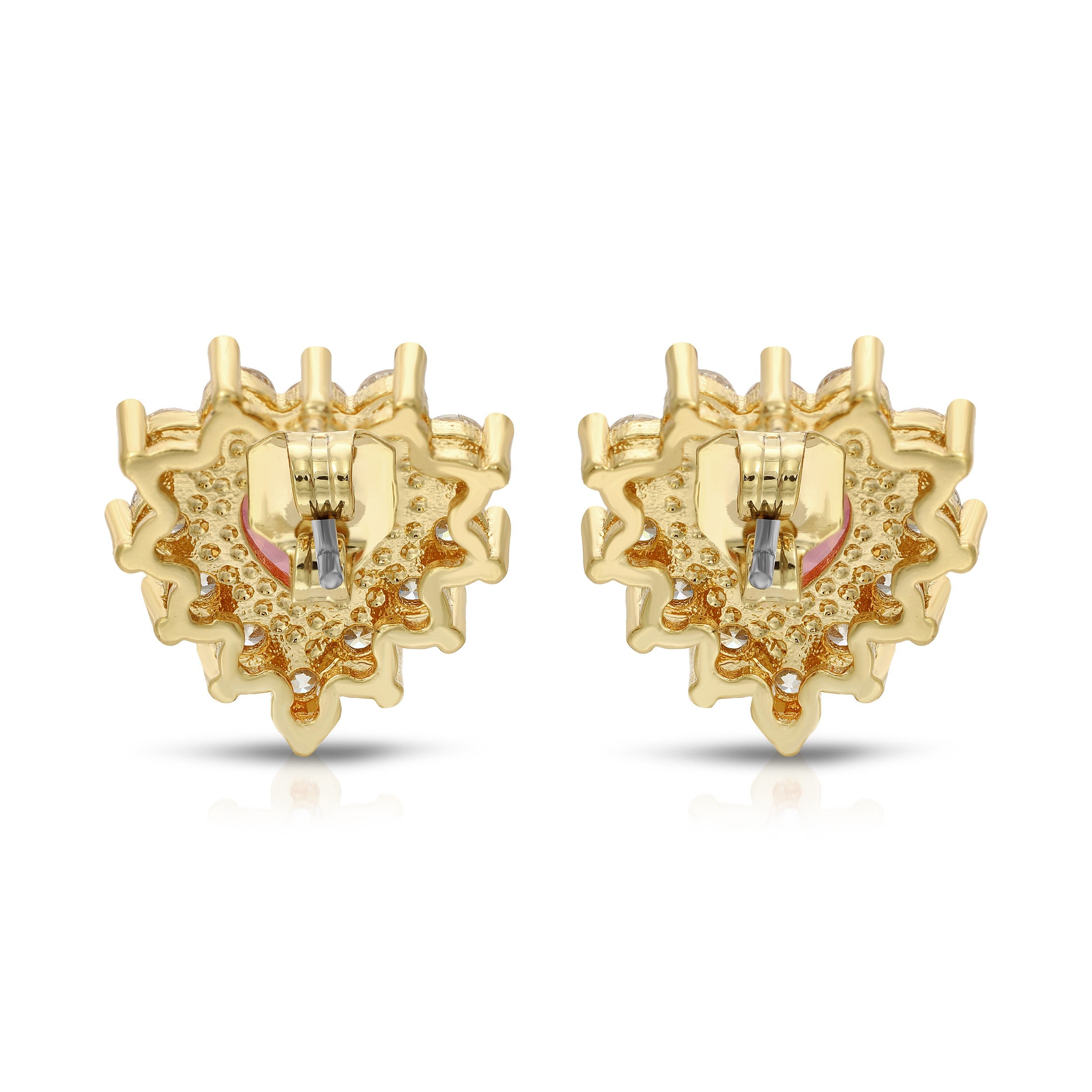 Sterling Silver Post Cubic Zirconia Stone Brass Metal Stud Earrings