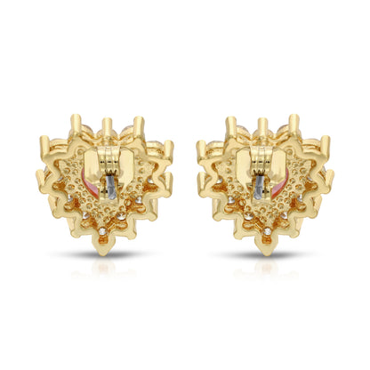 Sterling Silver Post Cubic Zirconia Stone Brass Metal Stud Earrings