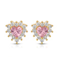 Sterling Silver Post Cubic Zirconia Stone Brass Metal Stud Earrings