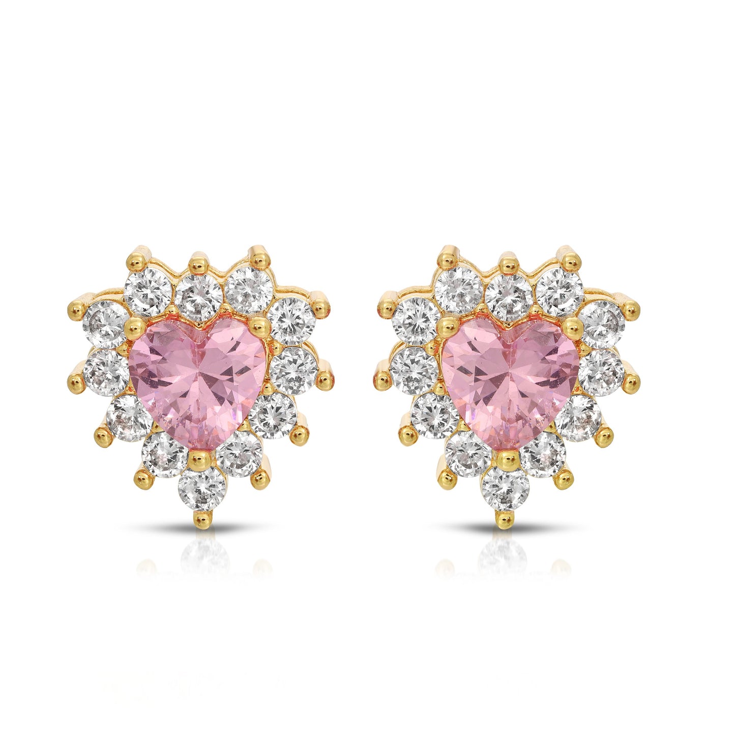 Sterling Silver Post Cubic Zirconia Stone Brass Metal Stud Earrings