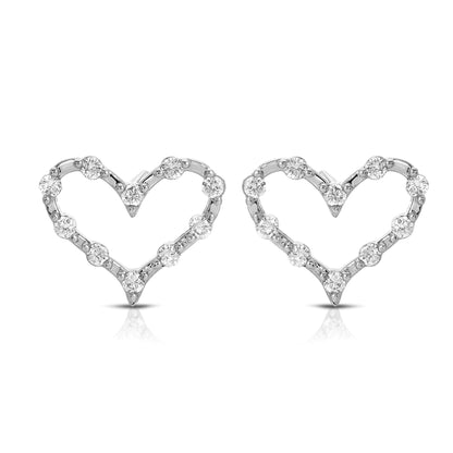 SS071512-Sterling Silver Post Cubic Zirconia Stone Brass Metal Stud Earrings