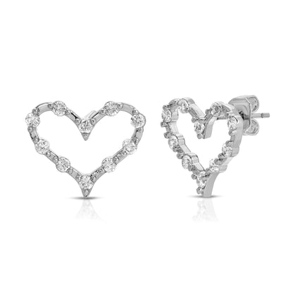 SS071512-Sterling Silver Post Cubic Zirconia Stone Brass Metal Stud Earrings