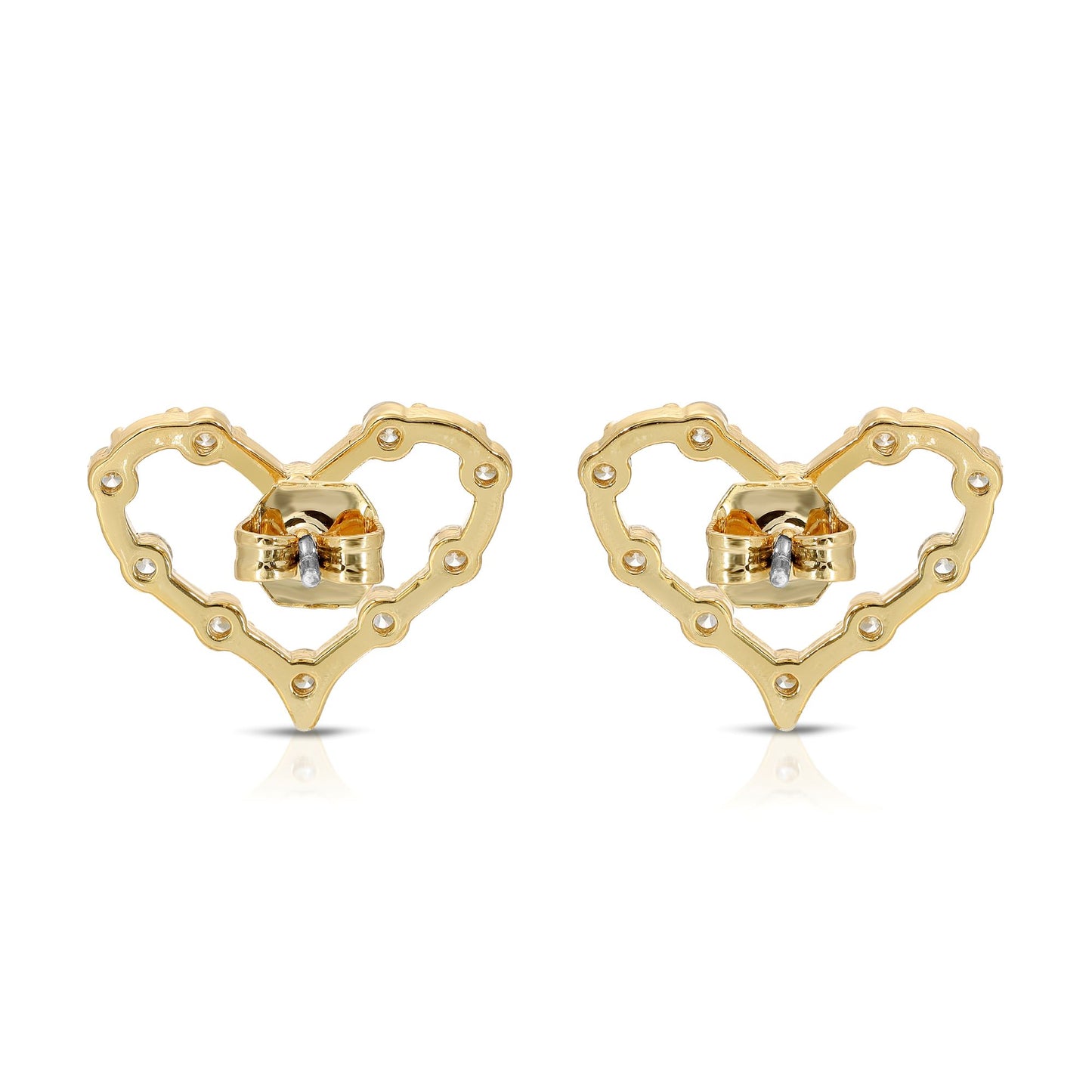 SS071512-Sterling Silver Post Cubic Zirconia Stone Brass Metal Stud Earrings