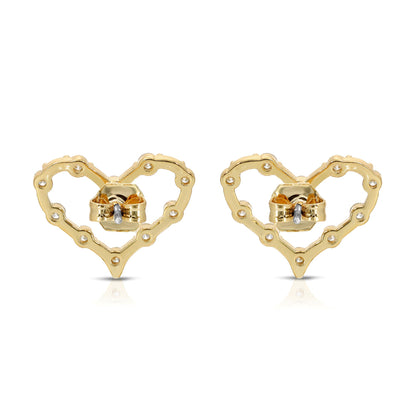 SS071512-Sterling Silver Post Cubic Zirconia Stone Brass Metal Stud Earrings