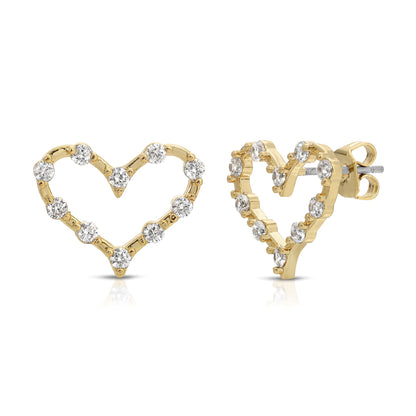 SS071512-Sterling Silver Post Cubic Zirconia Stone Brass Metal Stud Earrings