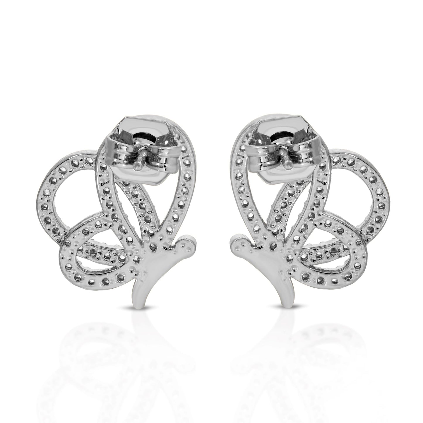 SS071516-Sterling Silver Post Cubic Zirconia Stone Brass Metal Stud Earrings