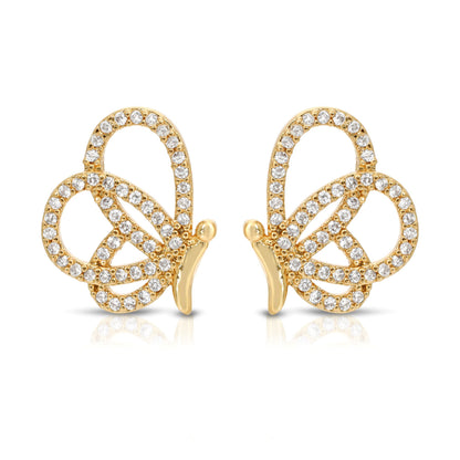 SS071516-Sterling Silver Post Cubic Zirconia Stone Brass Metal Stud Earrings