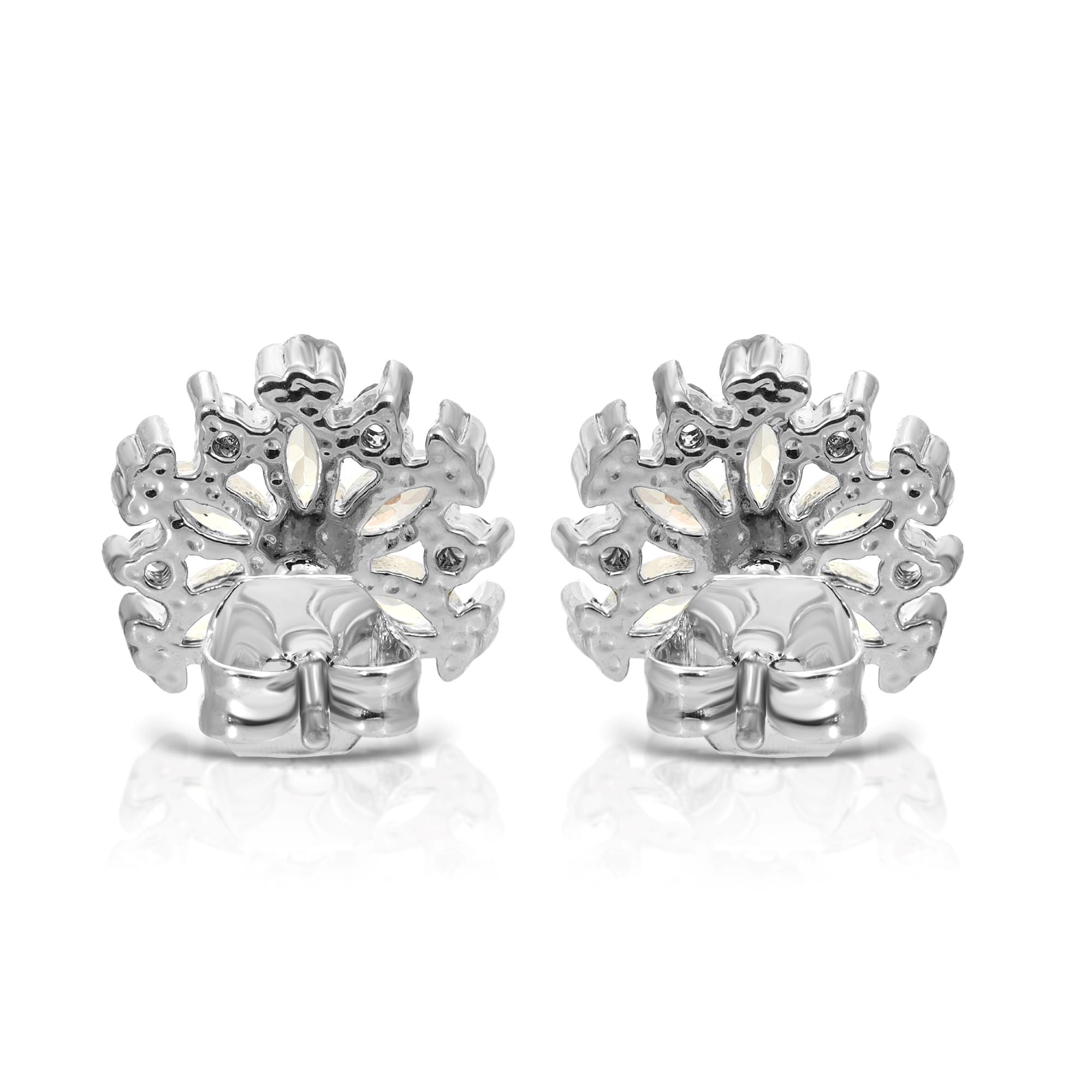SS071501-Sterling Silver Post Cubic Zirconia Stone Brass Metal Stud Earrings