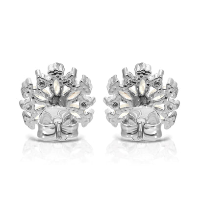 SS071501-Sterling Silver Post Cubic Zirconia Stone Brass Metal Stud Earrings