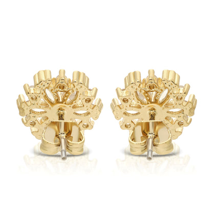 SS071501-Sterling Silver Post Cubic Zirconia Stone Brass Metal Stud Earrings