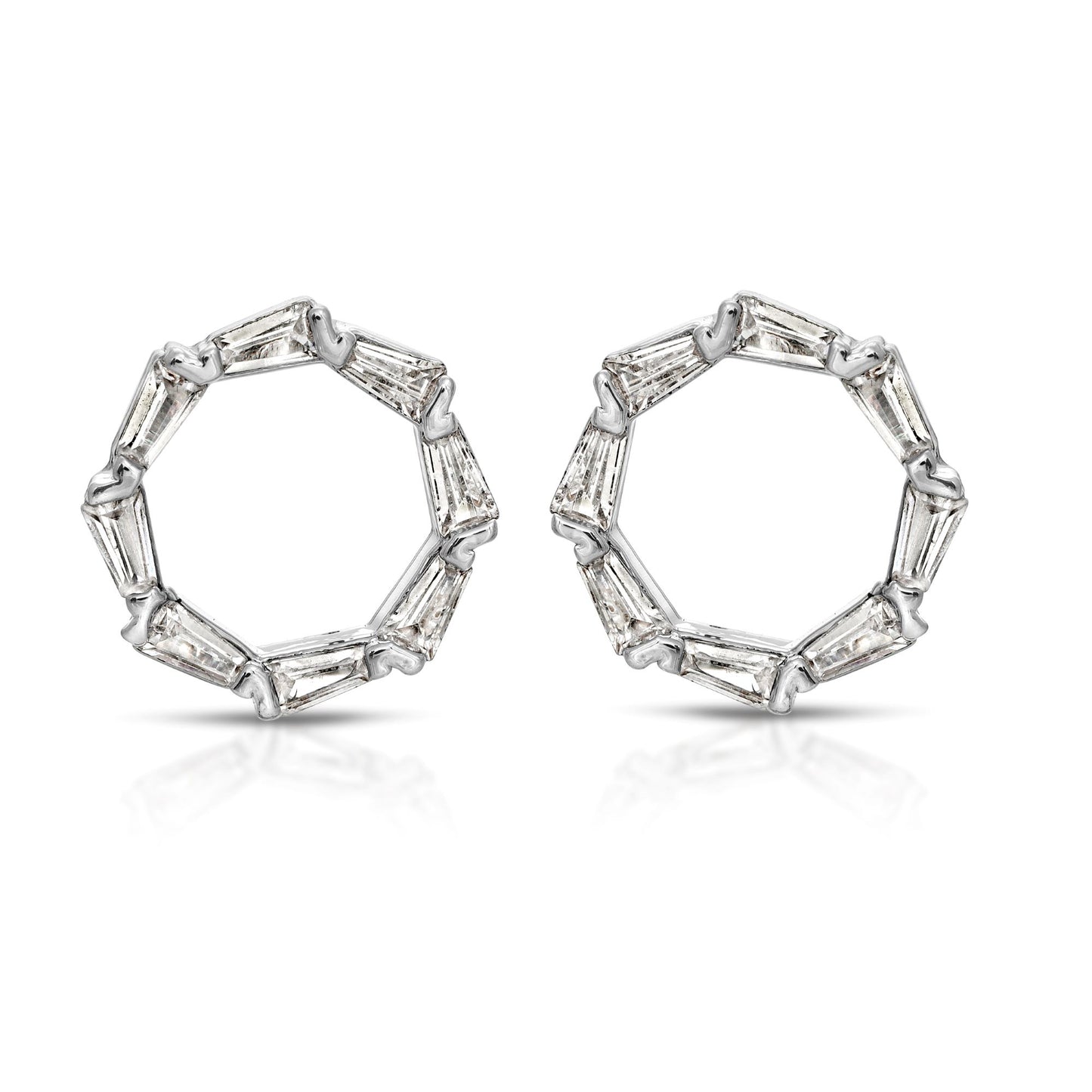 SS071504-Sterling Silver Post Cubic Zirconia Stone Brass Metal Stud Earrings