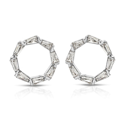 SS071504-Sterling Silver Post Cubic Zirconia Stone Brass Metal Stud Earrings