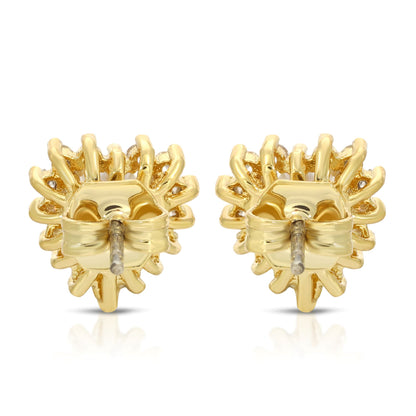 SS071515-Sterling Silver Post Cubic Zirconia Stone Brass Metal Stud Earrings