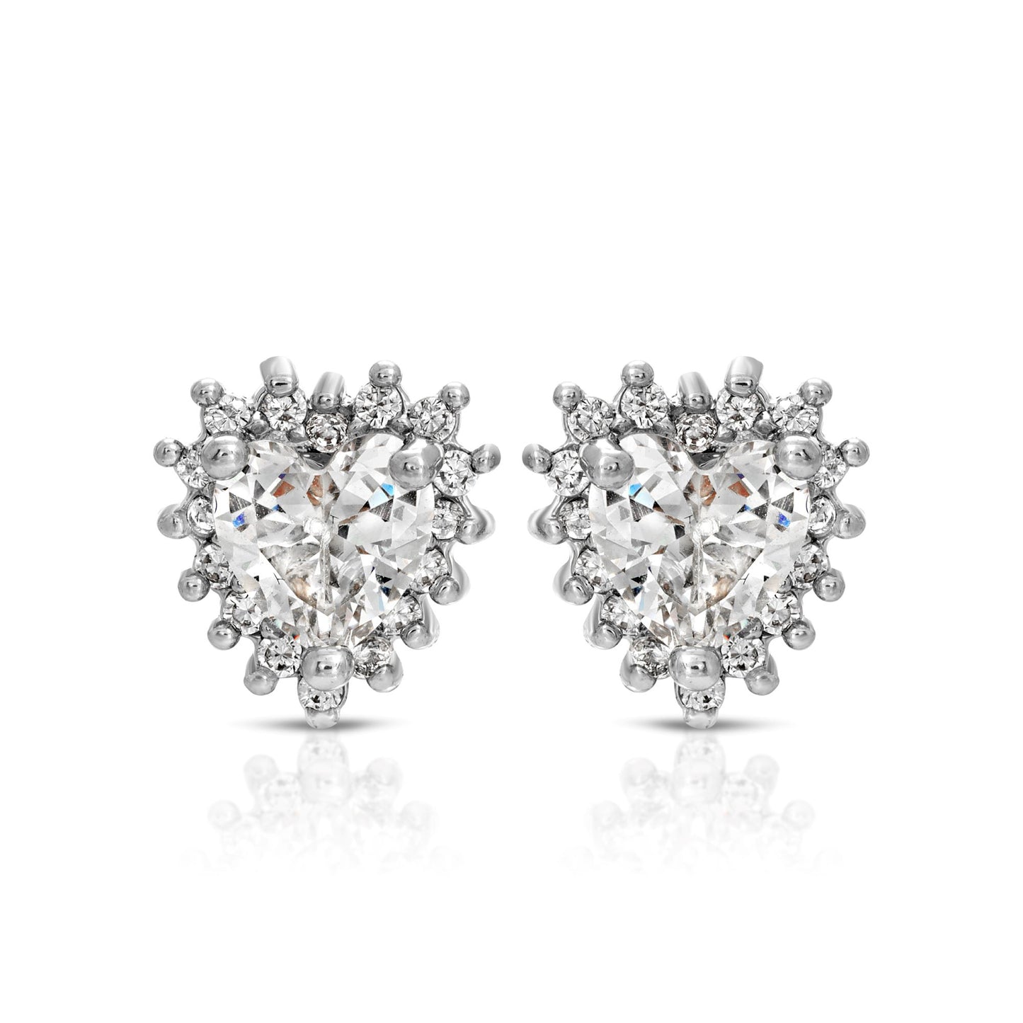 SS071515-Sterling Silver Post Cubic Zirconia Stone Brass Metal Stud Earrings