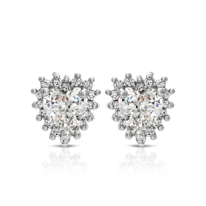 SS071515-Sterling Silver Post Cubic Zirconia Stone Brass Metal Stud Earrings