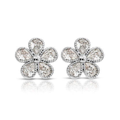 SS071518-Sterling Silver Post Cubic Zirconia Stone Brass Metal Stud Earrings