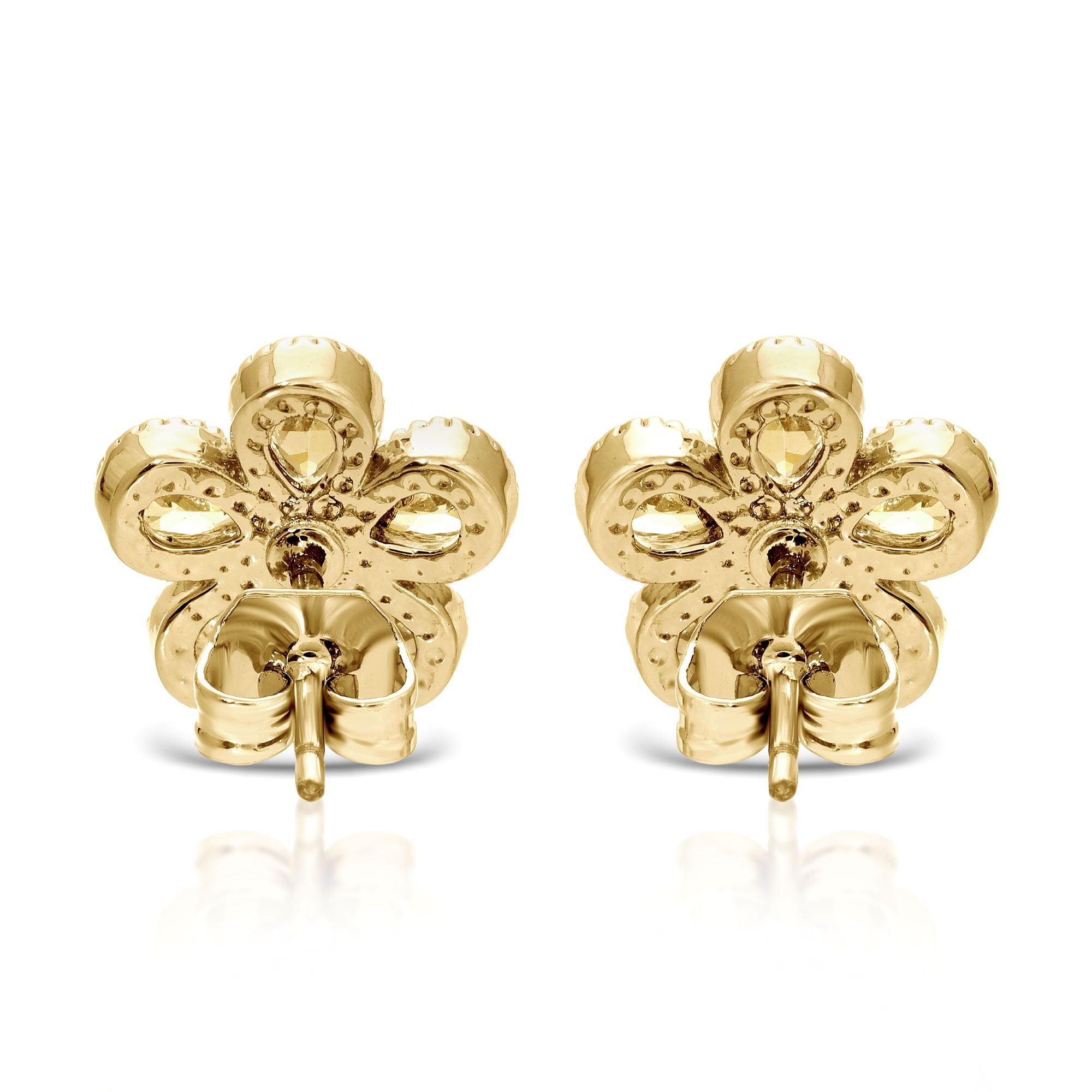 SS071518-Sterling Silver Post Cubic Zirconia Stone Brass Metal Stud Earrings