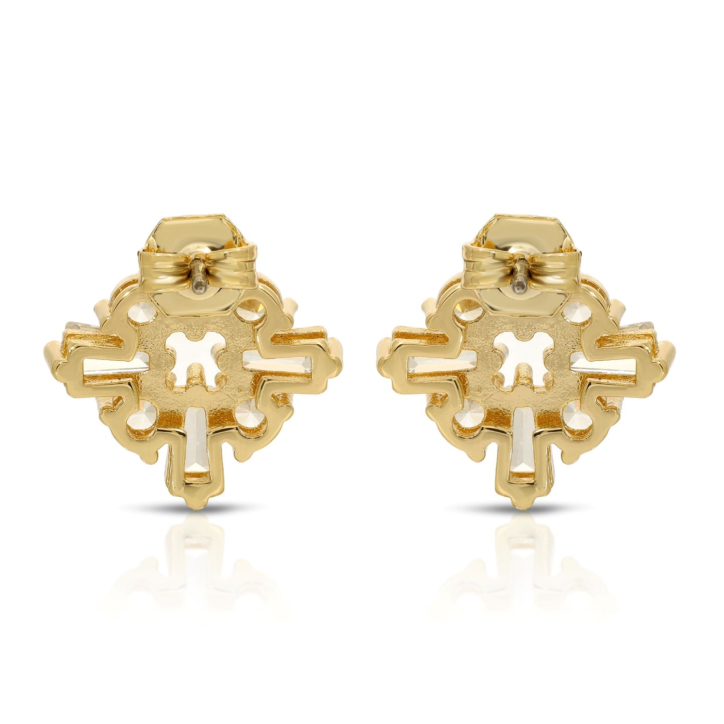 SS071520-Sterling Silver Post Cubic Zirconia Stone Brass Metal Stud Earrings