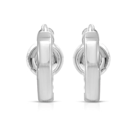 SS071543-Sterling Silver Post Cubic Zirconia Stone Brass Metal Hoop Earrings