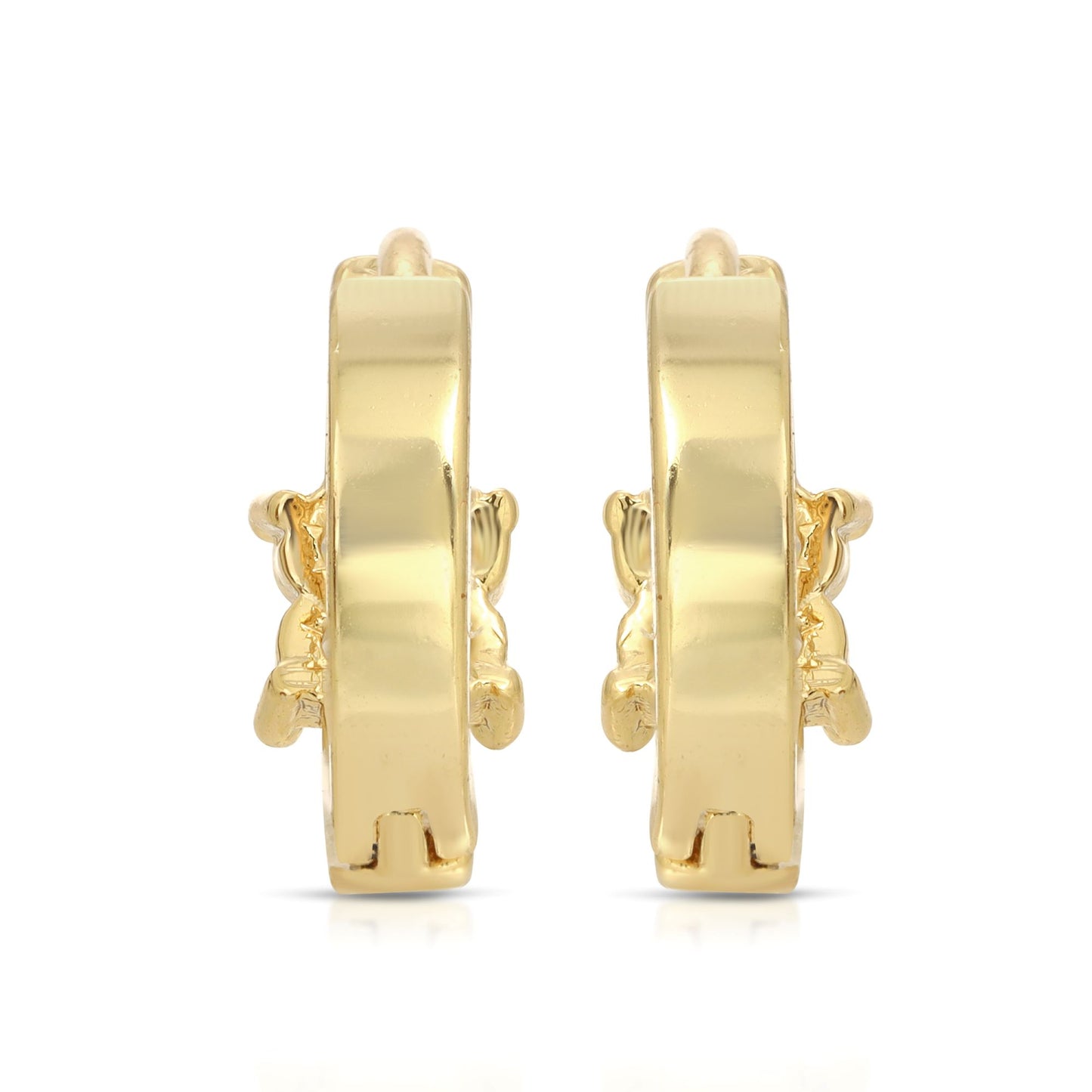 SS071545-Sterling Silver Post Cubic Zirconia Stone Brass Metal Hoop Earrings