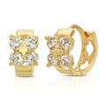SS071548-Sterling Silver Post Cubic Zirconia Stone Brass Metal Hoop Earrings