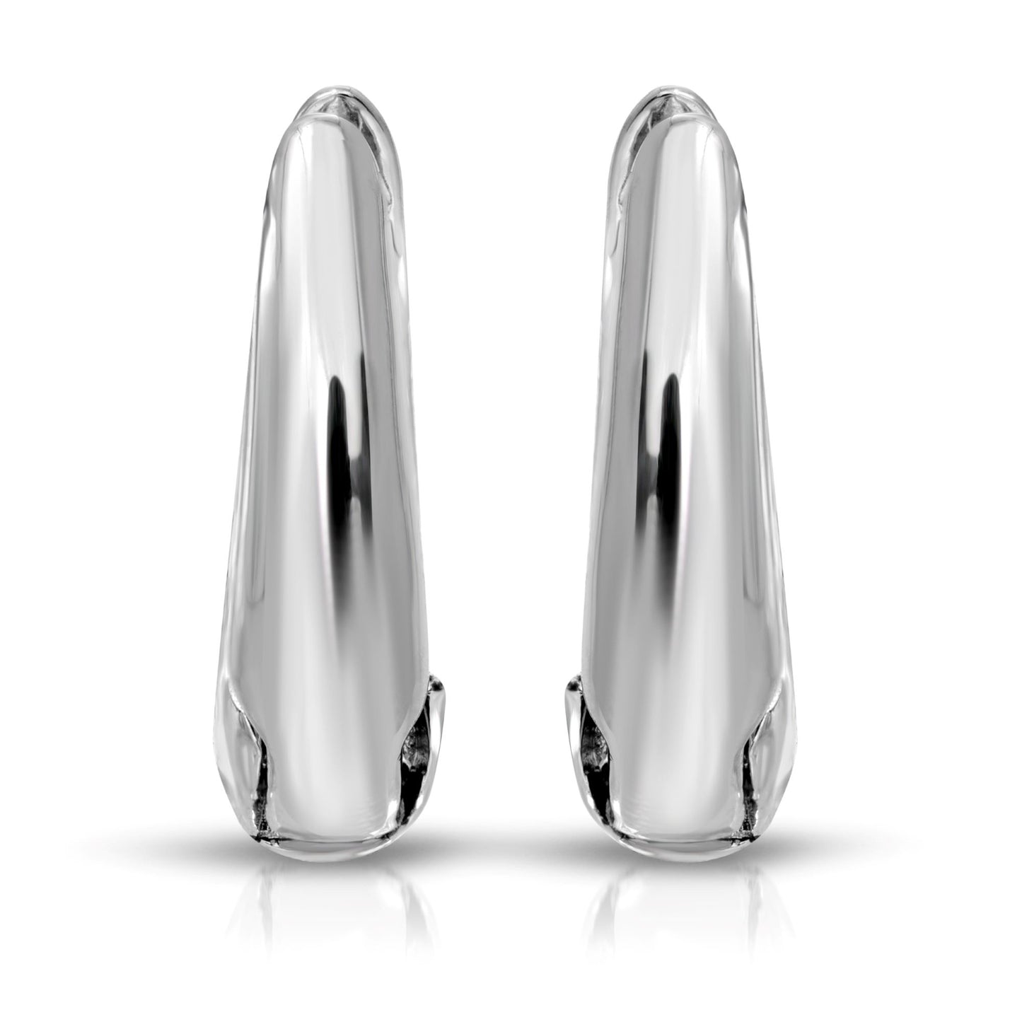 SS071533-Sterling Silver Post Cubic Zirconia Stone Brass Metal Hoop Earrings